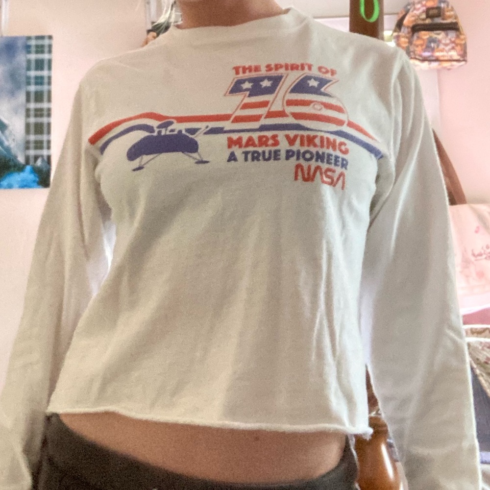 Mighty Fine NASA Mars Viking Long Sleeve Tee, Crop Top, XS